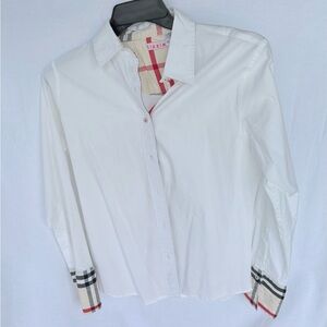 White Button Down Shirt with Checkered Cuffs